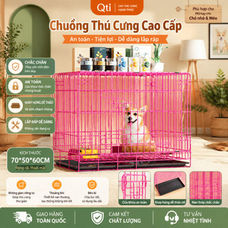 Lồng chó mèo gấp gọn tháo rời Chuồng Chó Di Động Chuồng Mèo Nhà Cho Chó Tặng khay vệ sinh