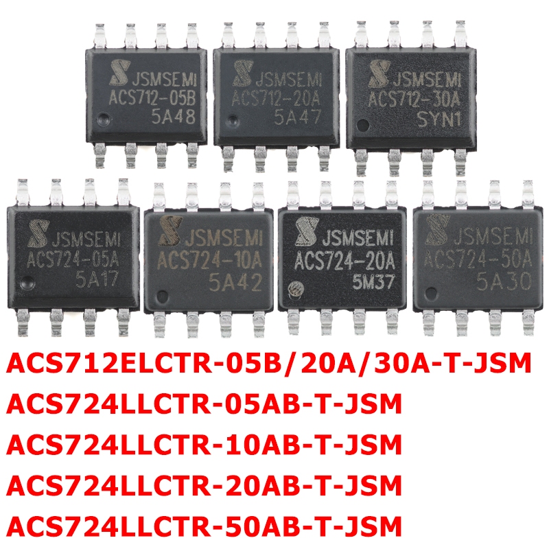 Bộ 5 ACS712 ACS724 Mô-đun cảm biến dòng điện hiệu ứng Hall 5A 10A 20A 30A 50A SOP-8 IC phát hiện dòn
