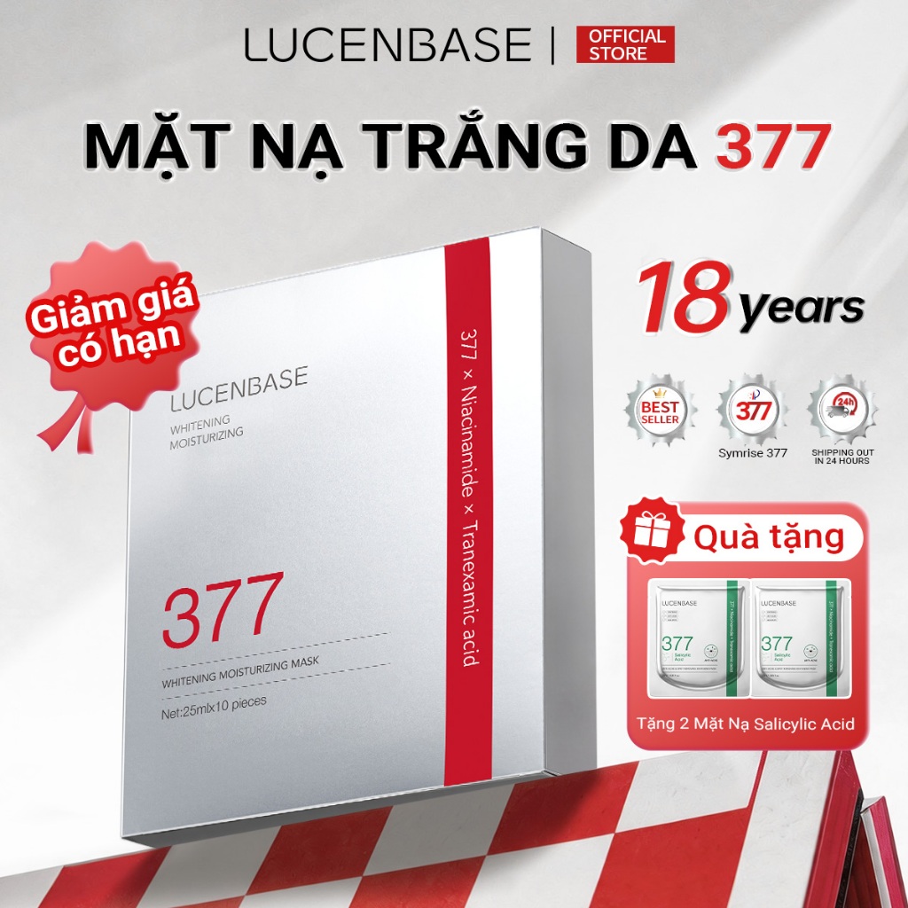 Mặt nạ dưỡng ẩm và làm trắng da LUCENBASE 377 | Symrise 377 + Niacinamide | Brightening & Spot Corre