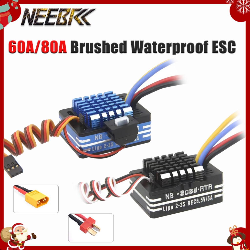 NEEBRC 60A 80A 2-3S Chống Nước Full Kim Loại Chải ESC Cho 540 550 Động Cơ 1 / 10 1 / 12 RC Xe Bánh X