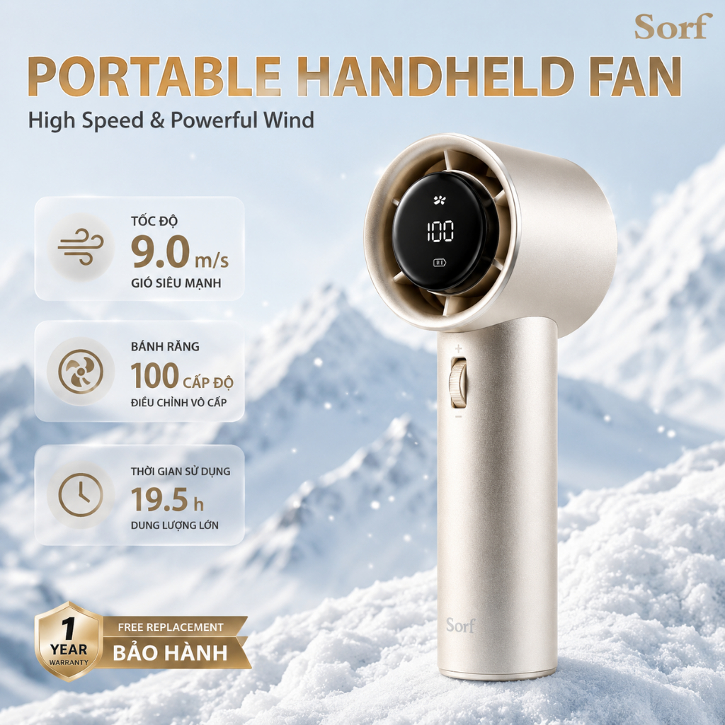 Sorf A18 Pro - Quạt Cầm Tay & Để Bàn 2 Trong 1: Gió Mạnh, Chạy Êm, Làm Mát Nhanh Chóng | BigBuy360 - bigbuy360.vn