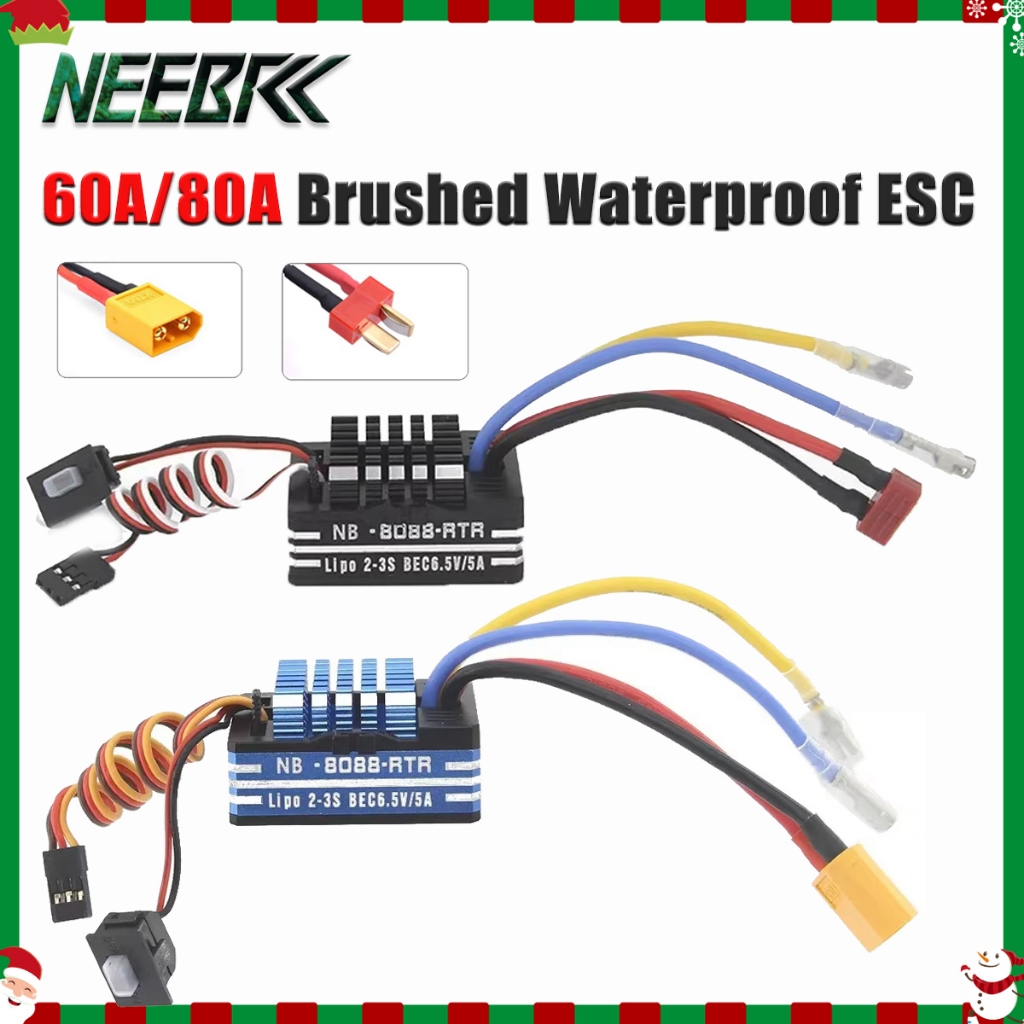 NEEBRC 60A 80A Kim Loại Chống Thấm Nước Chải ESC 2-3S BEC 6.5V / 5A Bộ Điều Khiển Tốc Độ Cho 540 550
