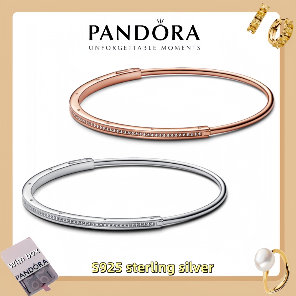 Vòng tay mặt dây chuyền trang sức bạc Pandora S925 (hộp quà tặng miễn phí) Pandora Signature I-D Pav