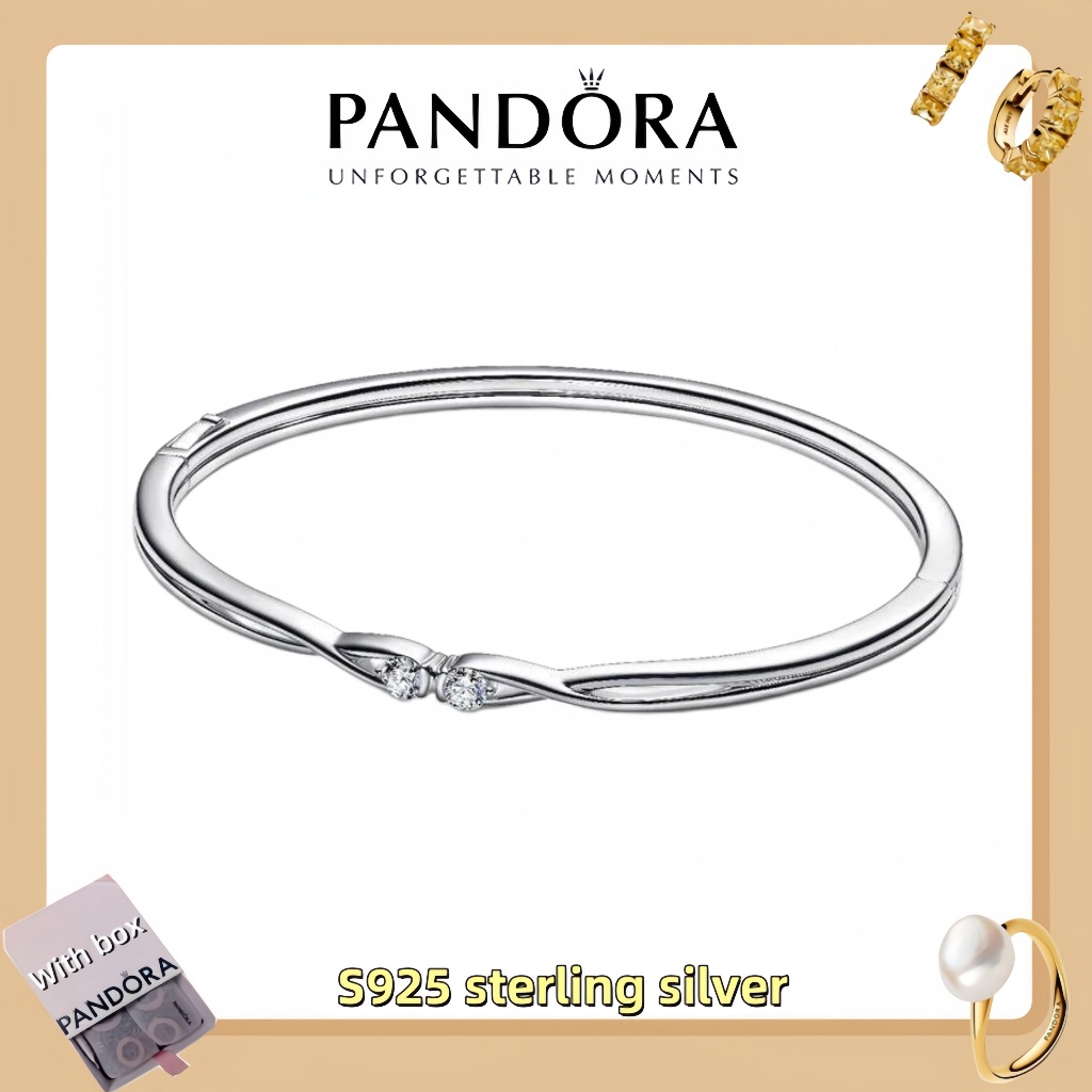 Vòng tay mặt dây chuyền trang sức bằng bạc Pandora S925 (hộp quà tặng miễn phí) Vòng tay kim cương m