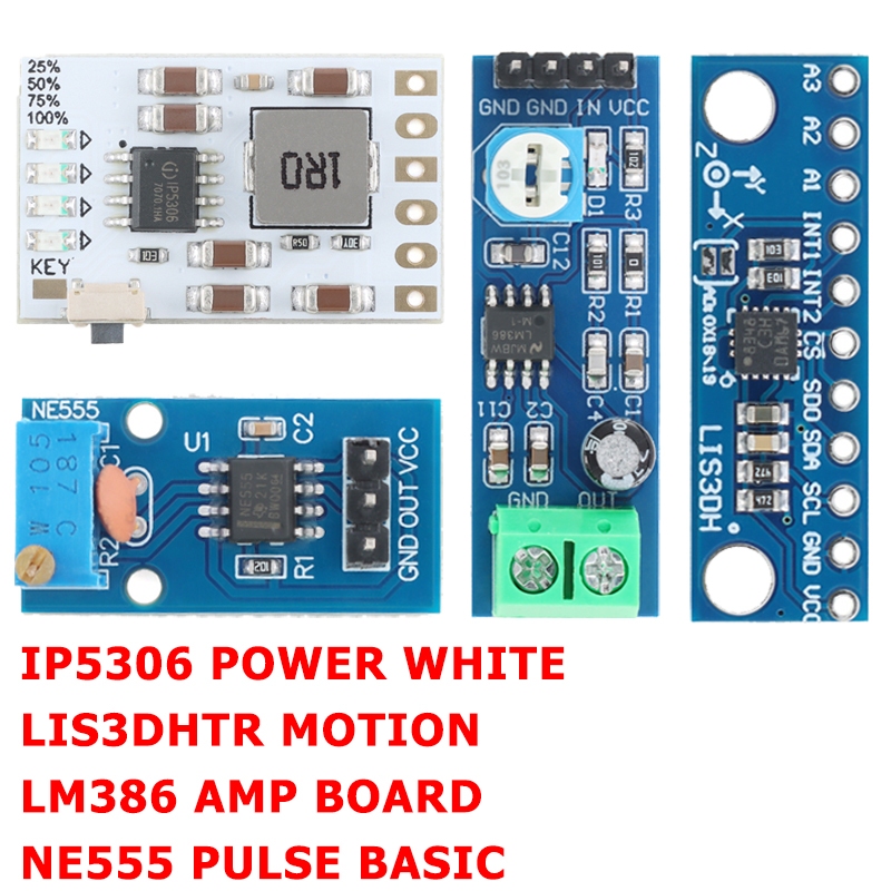 5 Chiếc IP5306 Power Bank Module 5V 2A LIS3DHTR Gia Tốc Kế Cảm Biến Chuyển Động LM386 Bộ Khuếch Đại 