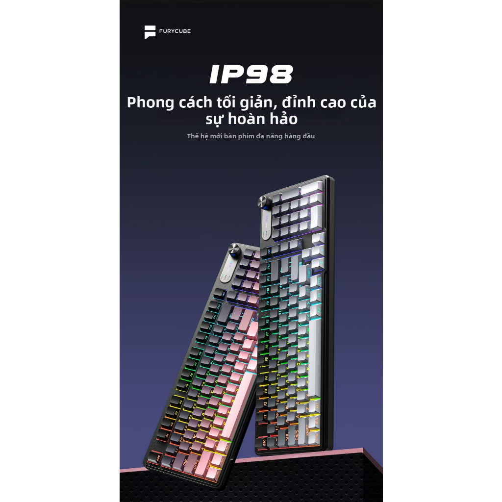 Bàn phím chơi game chống nước IP98 98 phím Cảm giác cơ học - Im lặng / Đèn nền RGB / Keycaps PBT / Đ