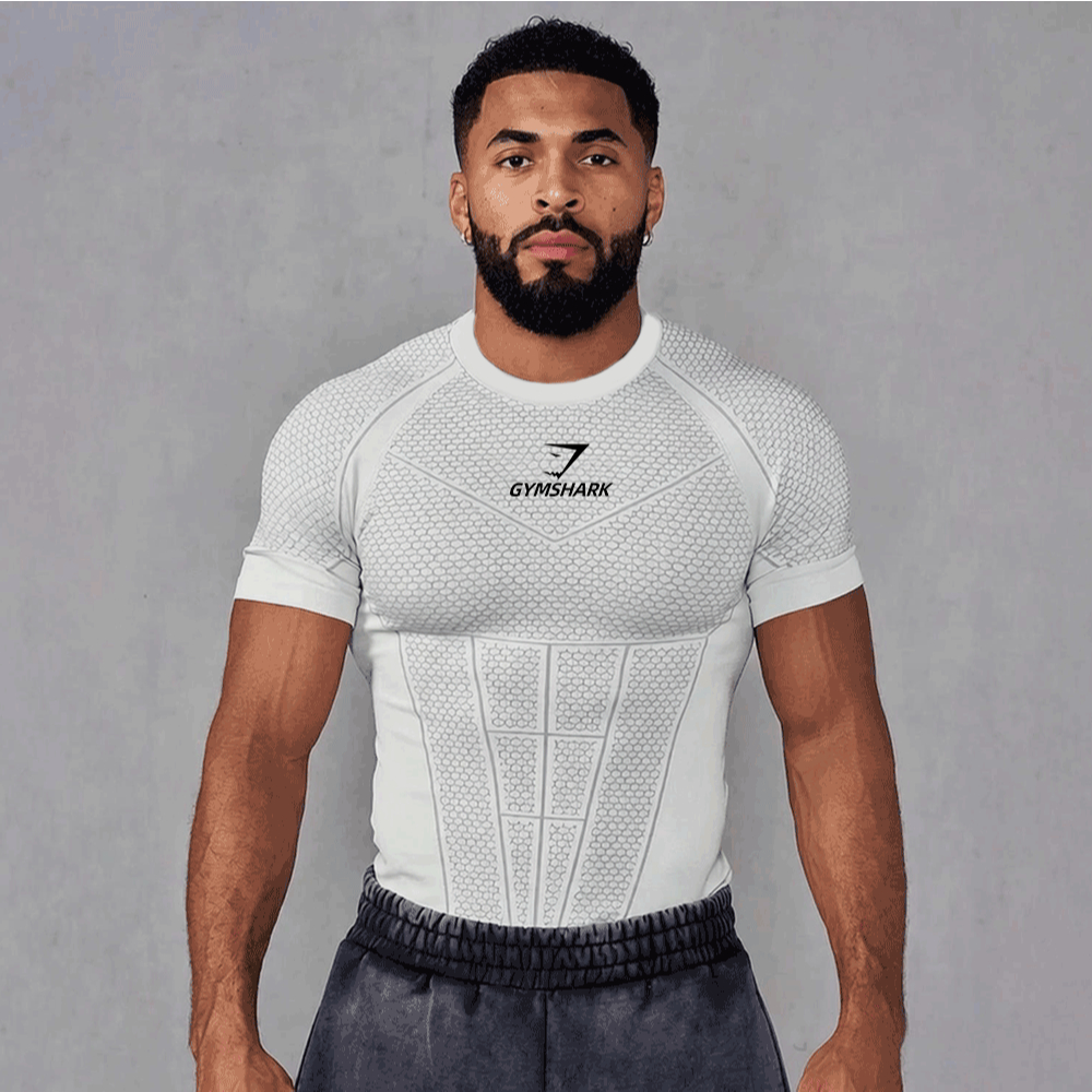 Gymshark Nam Nén Áo Sơ Mi Tay Ngắn Nhanh Khô Thoáng Khí Tổ Ong Tập Gym Thể Hình Tập Luyện Áo Thun