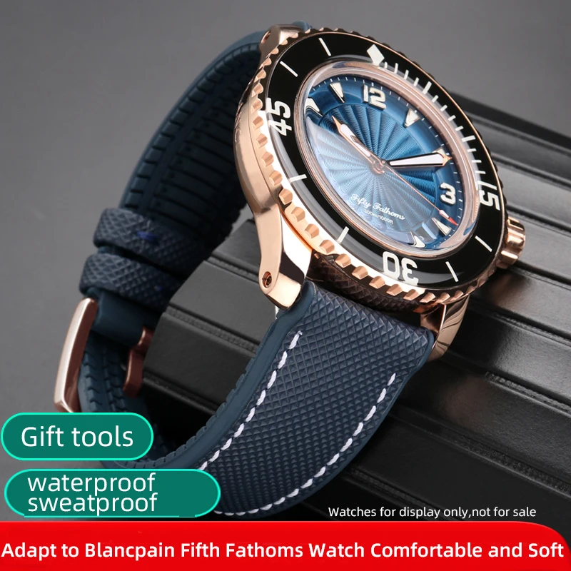 Dây đeo đồng hồ fluororubber chất lượng cao 20mm / 22mm23mm cho Blancpain Fifty Fathoms dây đeo 5000