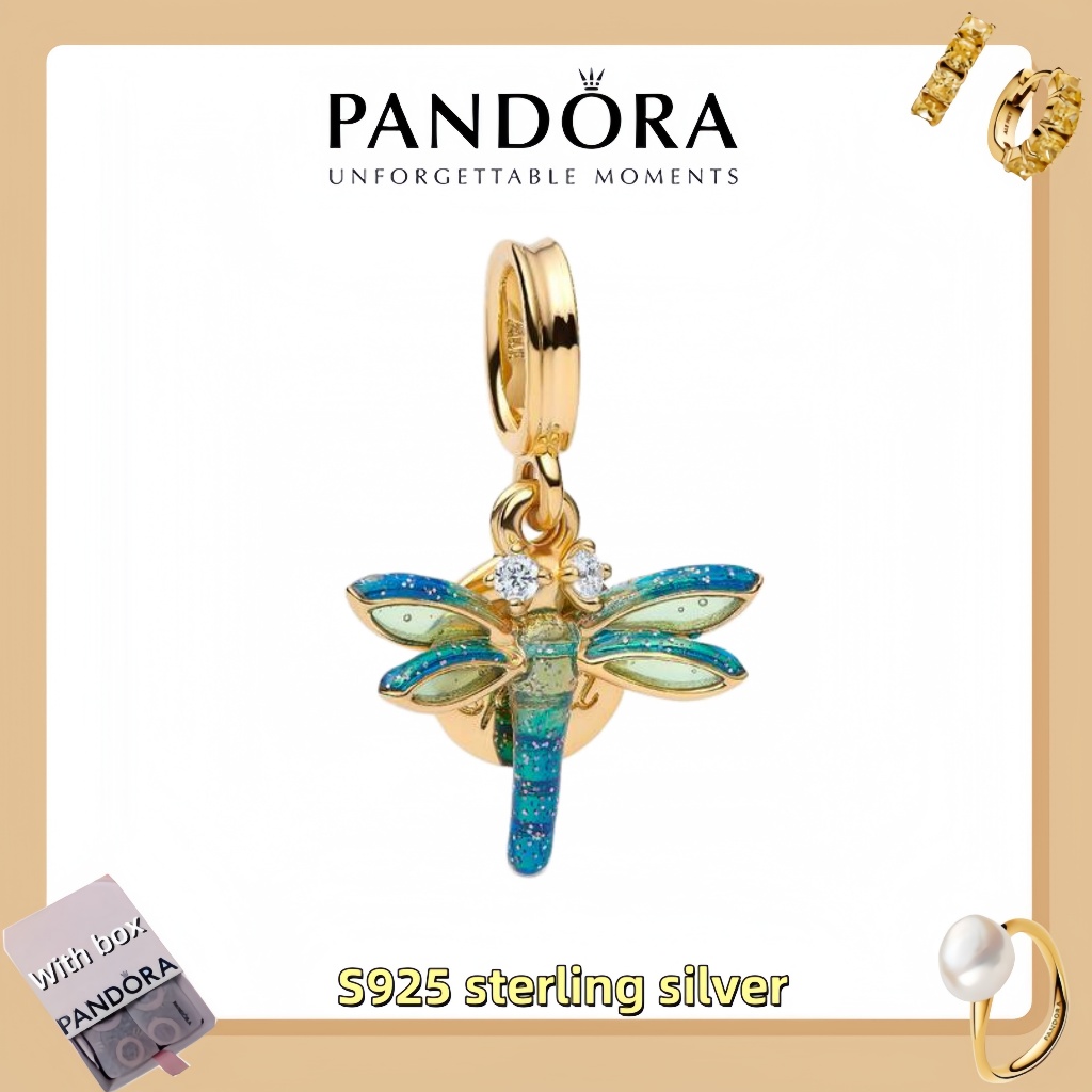 Vòng tay mặt dây chuyền trang sức bạc Pandora S925 (hộp quà tặng miễn phí) Pandora Dragonfly Double 