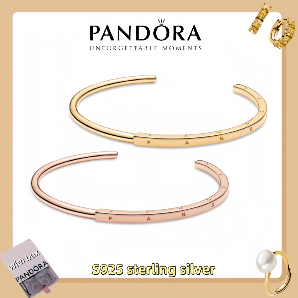 Vòng tay mặt dây chuyền trang sức bằng bạc Pandora S925 (hộp quà tặng miễn phí) Vòng tay mở Pandora 