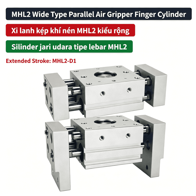 MHL2 Long Stroke Wide Pneumatic Gripper Cylinderr 10D1 / 16D1 / 20D1 / 25D1 / 32D1 / 40D1 Hàm mở rộn