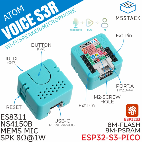 M5Stack Atom VoiceS3R Xiaozhi trợ lý giọng nói Thiết bị tương tác IoT có thể lập trình Linh kiện điệ