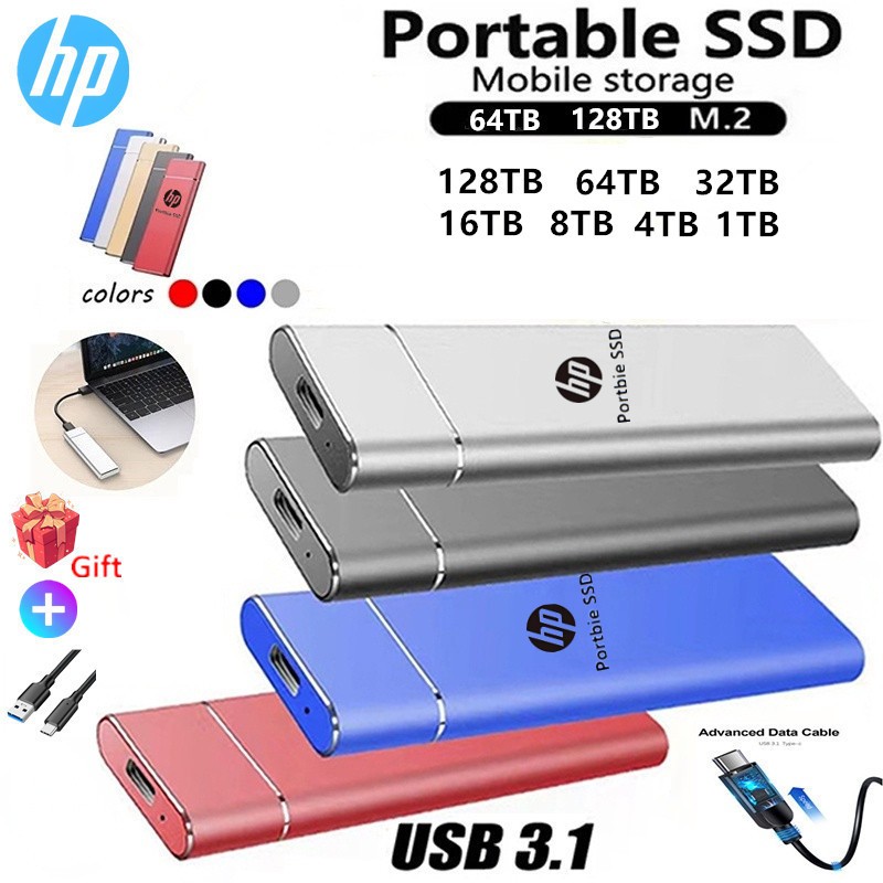 Ổ cứng di động SSD128TB gắn ngoài HP để lưu trữ dữ liệu 64TB / 32TB / 16TB / 8TB cho máy tính xách t