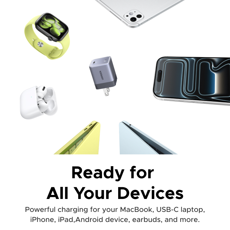 Bộ sạc nhanh 65W GaN Cổng đơn USB-C có thể gập lại UGREEN, Bộ sạc tường nhỏ gọn cho iPhone 17 / 16 Pro Max, Samsung Galaxy S26 / S25 Ultra, iPad, MacBook Air | BigBuy360 - bigbuy360.vn