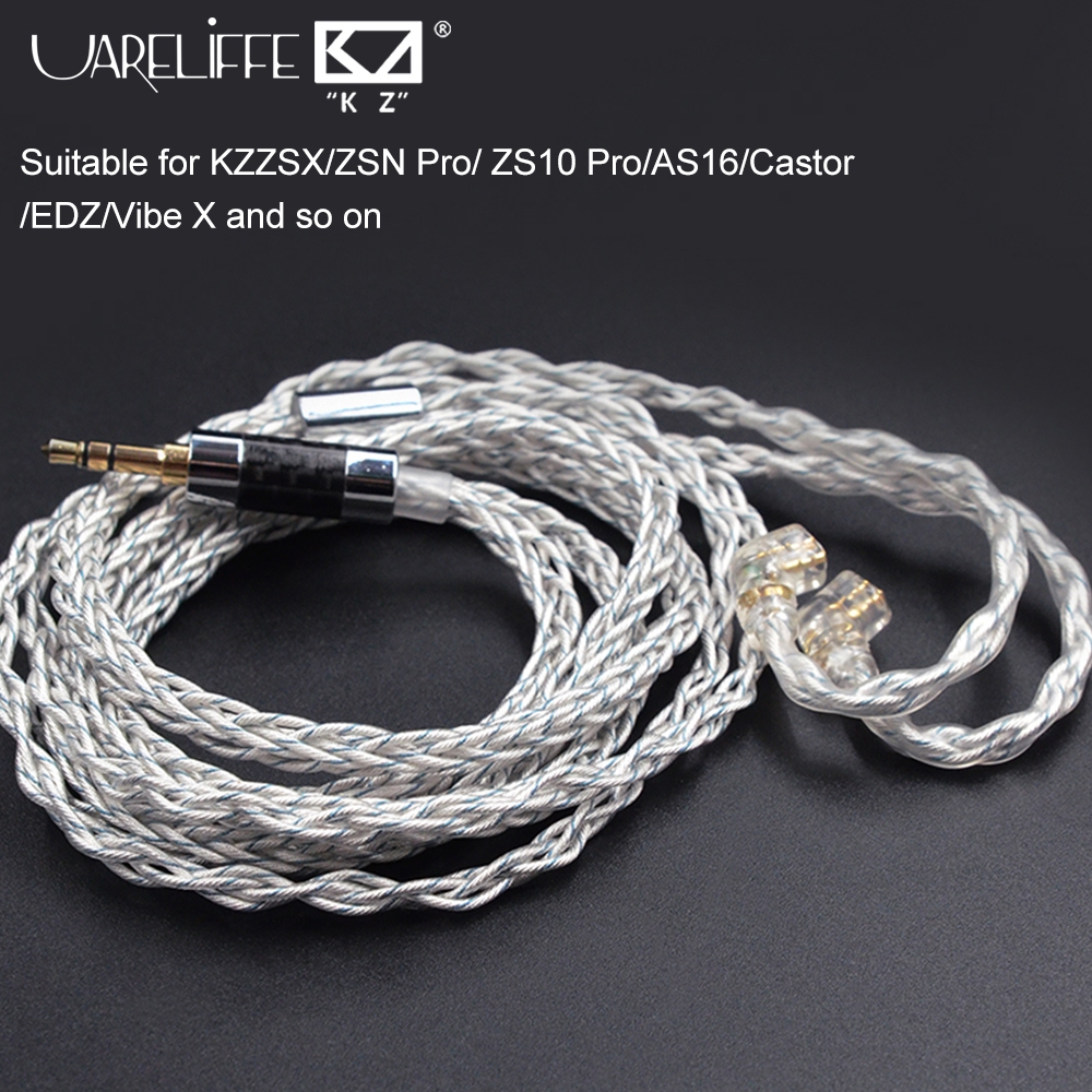 Cáp thay thế tai nghe hỗn hợp Uareliffe KZ Blue Silver 784 lõi Dây đồng mạ bạc Dây nâng cấp âm thanh