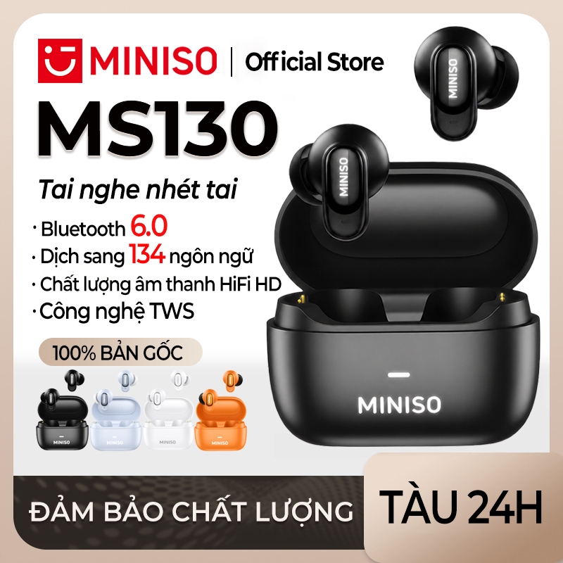 MINISO MS130 Tai nghe nhét tai Bluetooth 6.0 Tai nghe Bluetooth không dây Chất lượng âm thanh HiFi HD Công nghệ TWS Chống ồn Kết nối nhanh Tích hợp Micro | BigBuy360 - bigbuy360.vn