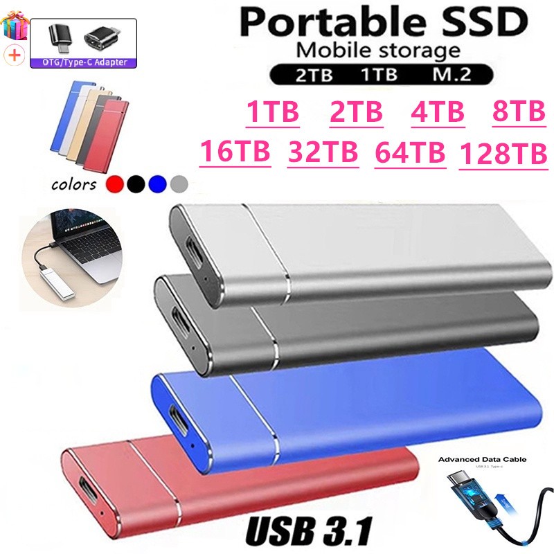 Ổ cứng gắn ngoài di động 128TB SSD 64TB-32TB-16TB-8TB-4TB ổ cứng di động ổ cứng gắn ngoài 1TB-2TB th