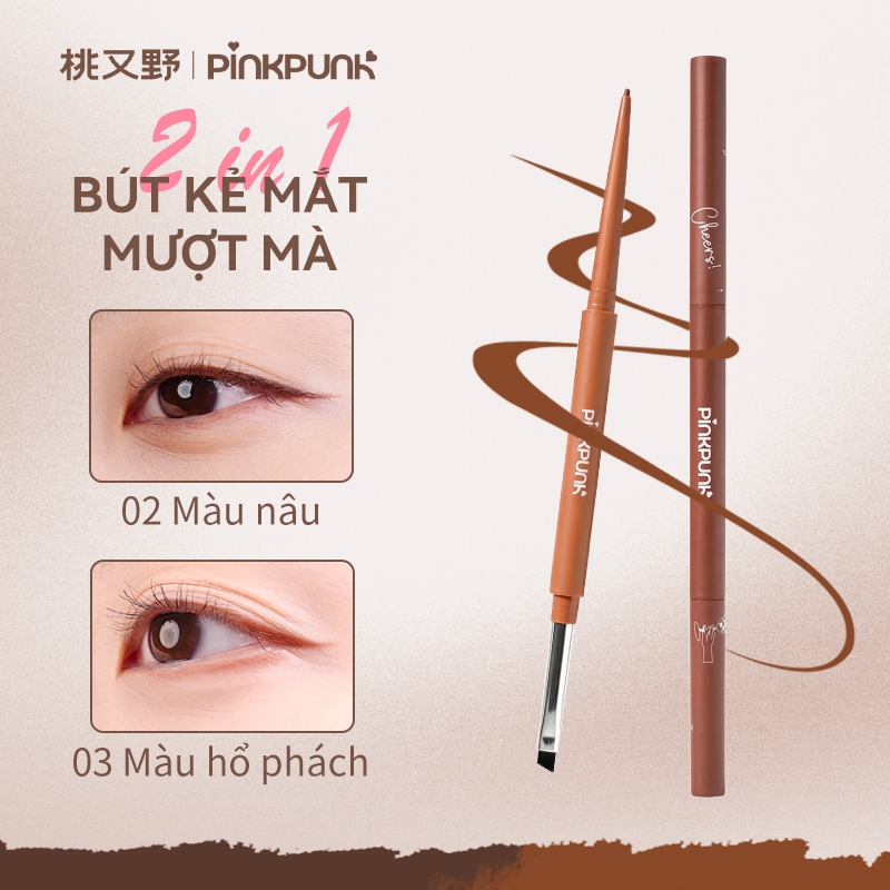 Bút Kẻ Mắt Gel Hai Đầu PinkPunk Đầu Gel 1.5mm & Cọ Tán Xéo Lâu Trôi Không Nước Chống Nhòe Màu Sắc Sống Động | BigBuy360 - bigbuy360.vn