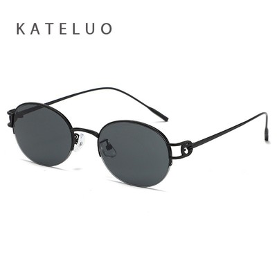 KATLUO Retro Nữ Nửa Vành Kính Mát Ngoài Trời Cho Nam UV400 Bảo Vệ Kính Mắt Thời Trang Z6255