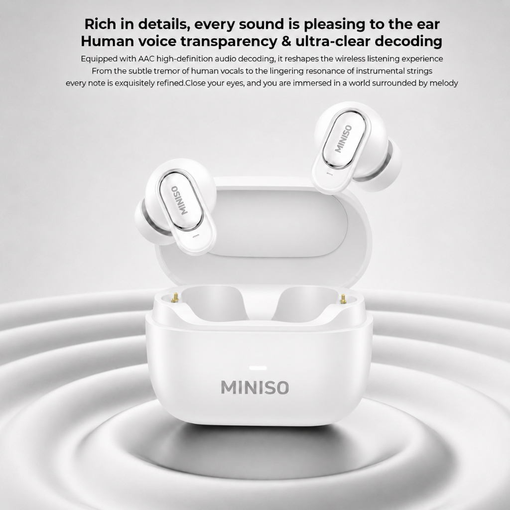 MINISO MS130 Tai nghe nhét tai  Tai nghe không dây Bluetooth 6.0 HiFi HD Gọi TWS Khử tiếng ồn Ghép nối nhanh với micrô cho IOS-Android / PC | BigBuy360 - bigbuy360.vn
