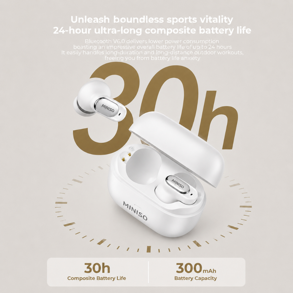 MINISO MS130 Tai nghe nhét tai  Tai nghe không dây Bluetooth 6.0 HiFi HD Gọi TWS Khử tiếng ồn Ghép nối nhanh với micrô cho IOS-Android / PC | BigBuy360 - bigbuy360.vn