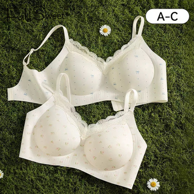 FallSweet Bralette Nâng Ngực Áo Ngực Phong cách Pháp, Ren Hoa, Không dây và Push-Up, Chống Chảy Xệ