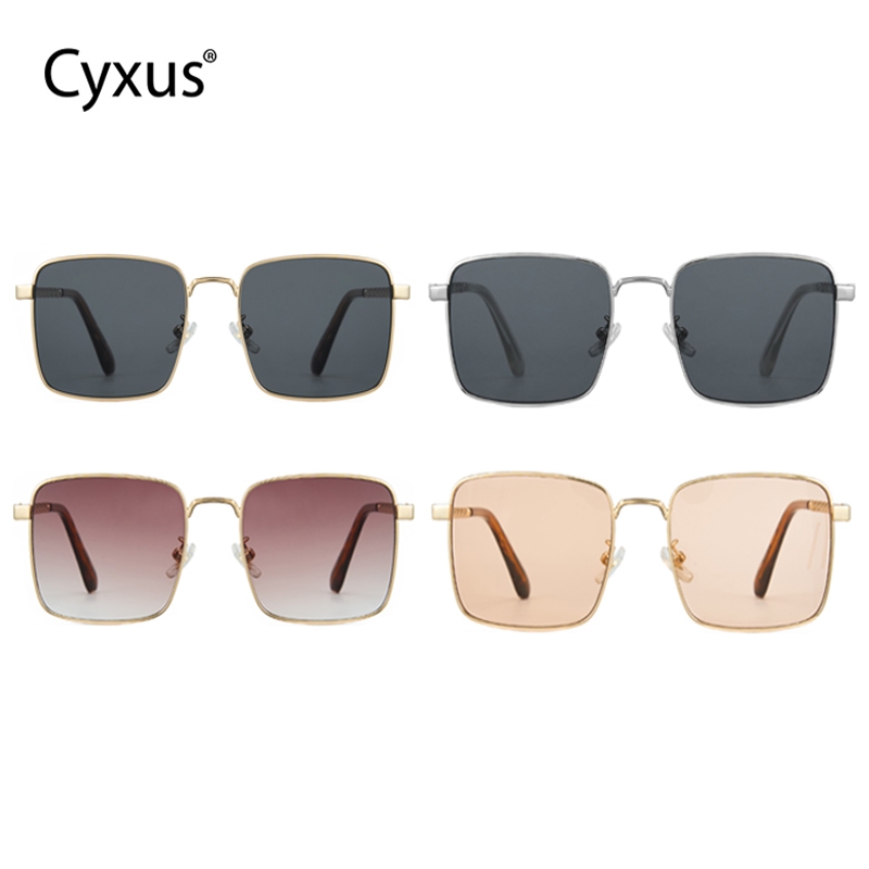 Cyxus  Kính râm gọng vuông cổ điển Cyxus, tròng kính màu nâu, unisex, thời trang và đa năng, gọng ki