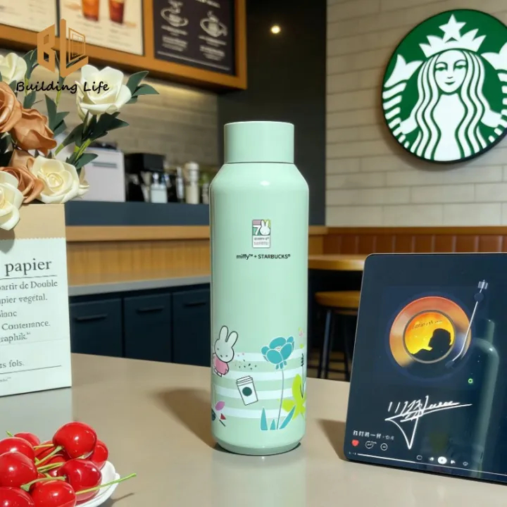 Starbucks x Miffy Rabbit Limited Chai xanh bạc hà 500ml - Cốc giữ nhiệt miệng nhỏ bằng thép không gỉ