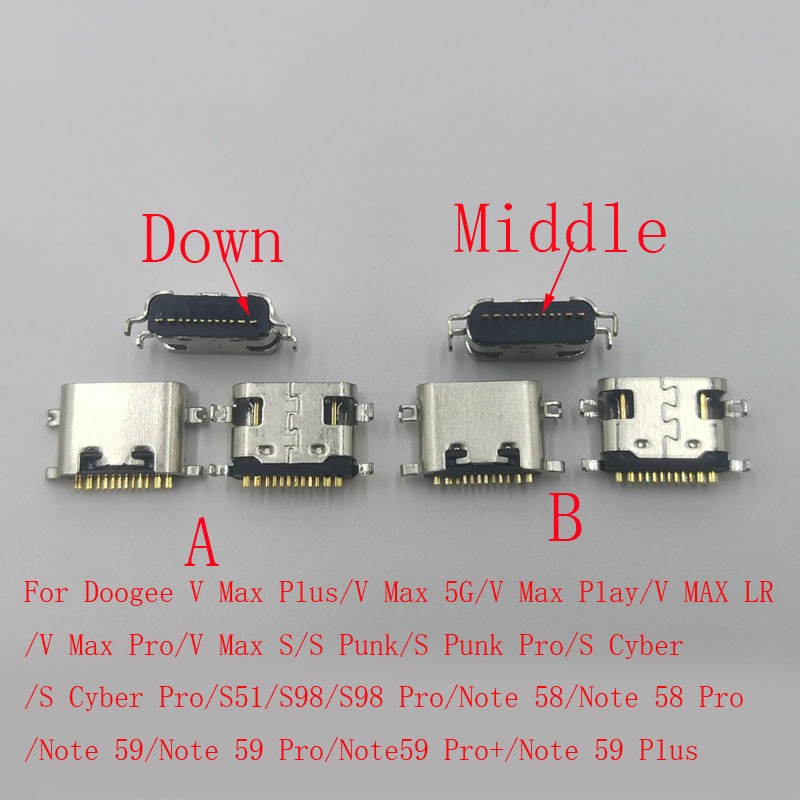 10-30 Cái Đầu Nối USB Cắm Cho Doogee V Max Plus Chơi LR S Cyber Punk Pro Note 58 59 S51 S98 Sạc Loại