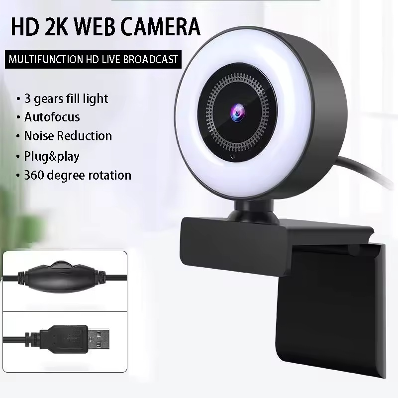4K 1080P Webcam Điều Khiển Ánh Sáng Full HD 8MP Webcam PC Laptop Tự Động Lấy Nét Phát Trực Tiếp Linh