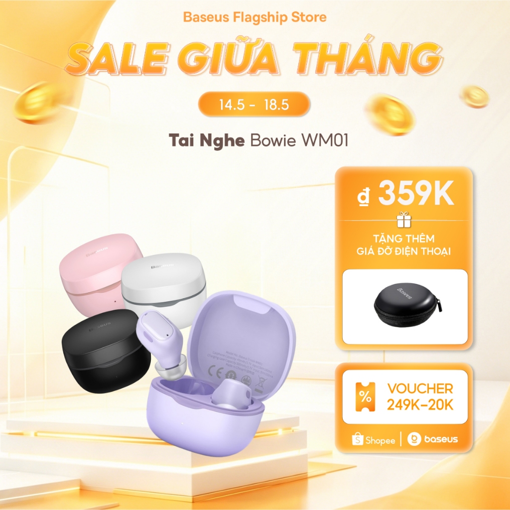 Baseus Tai Nghe bluetooth 5.3 Wm01 Tws Chống Ồn Và Phụ Kiện