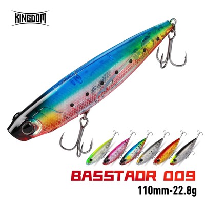 Kingdom Basstaor 009 Mồi Câu Cá Bút Chì Nổi 110mm 22.8g Nổi ABS Mồi Cứng Z-Dog Walk Đúc Dài Topwater Cho Seabass Đầu Rắn Con Công Bass