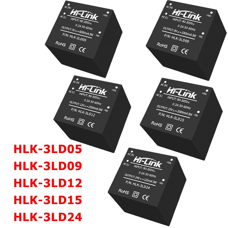 HLK-3LD05 3LD09 3LD12 3LD15 3LD24 AC-DC Mô-đun nguồn 3W 220V sang 5V 9V 12V 15V 24V Đầu vào rộng 85-