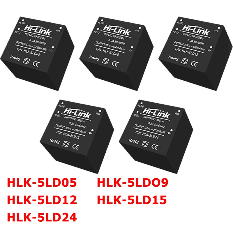 HLK-5LD05 5LD09 5LD12 5LD15 5LD24 AC-DC 5W 220V sang 5V 9V 12V 15V 24V Mô-đun nguồn đầu ra đơn được 