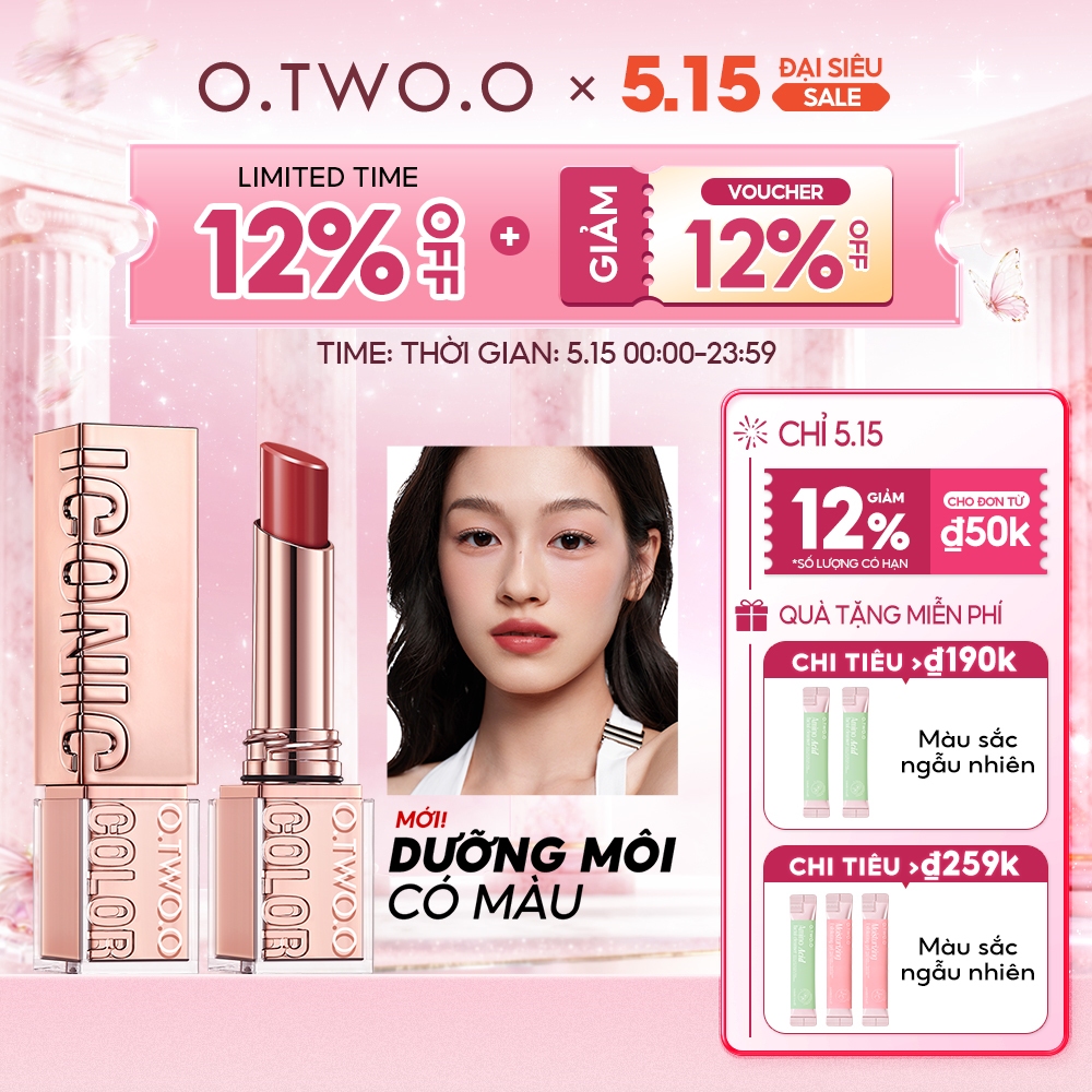 O.two.o Son Môi Satin Dưỡng Ẩm Mềm Mượt & Tinh Chất Bóng Dưỡng Ẩm Lâu Dài Không Dính Môi 3.8g