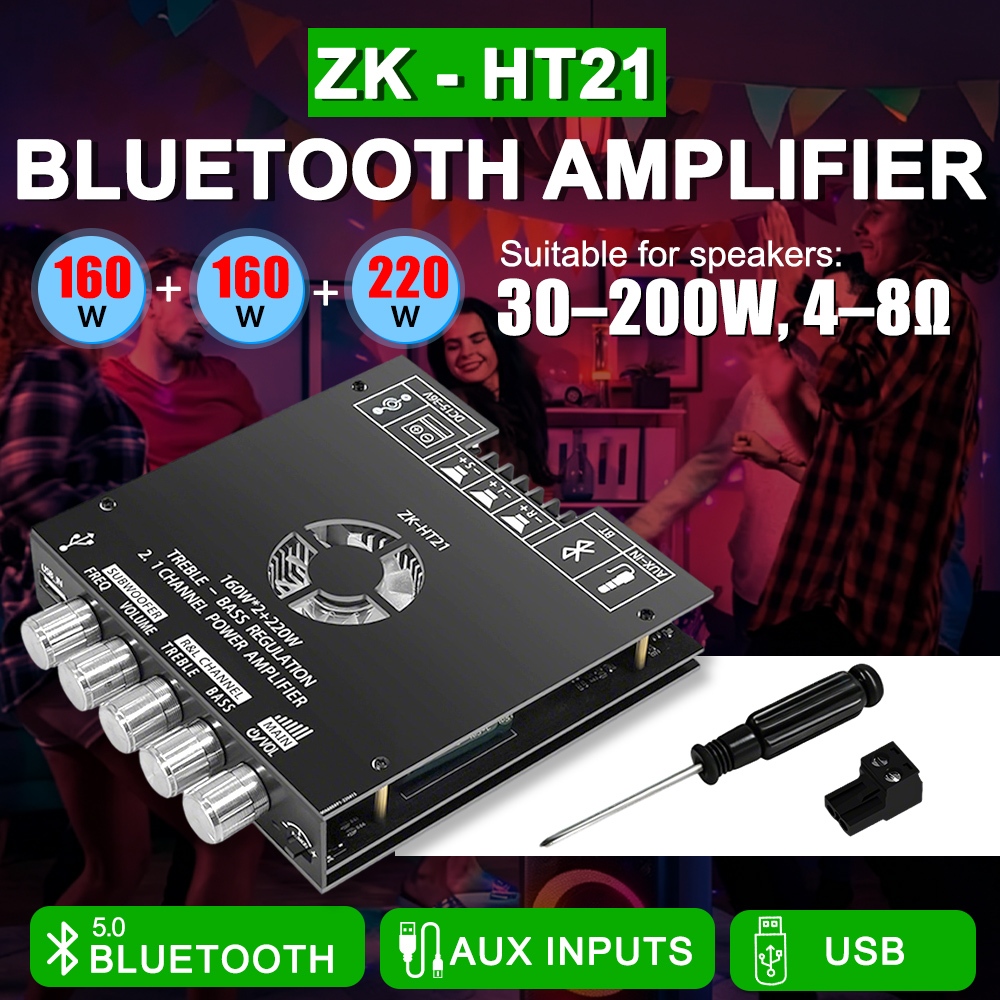 ZK-HT21 2.1 Kênh Bluetooth 5.0 Khuếch Đại Module Siêu Trầm Công Suất Cao Bảng Khuếch Đại