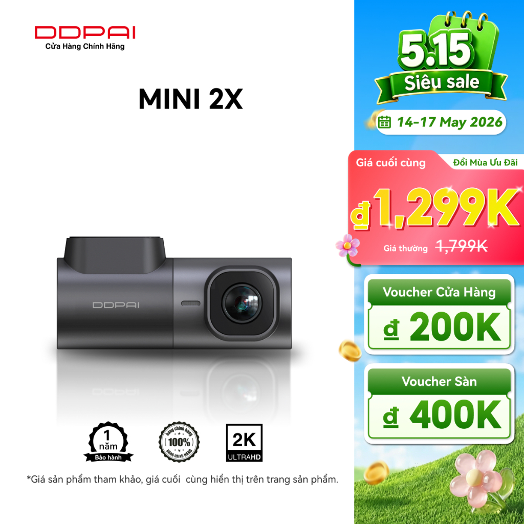 DDPAI Mini 2X 1440P 2K QHD 360° Camera truyền WiFi 5GHz Tầm nhìn ban đêm cao cấp