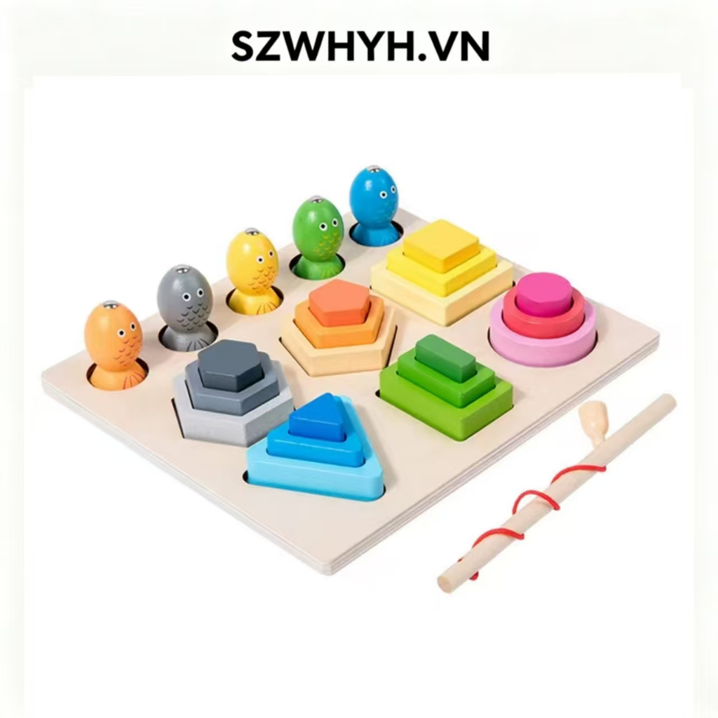 Bằng Gỗ Giáo Dục Mầm Non Hình Học Phù Hợp Với Bộ Cột Nhận Thức Từ Tính Câu Cá Hai Trong Một Giáo Dục
