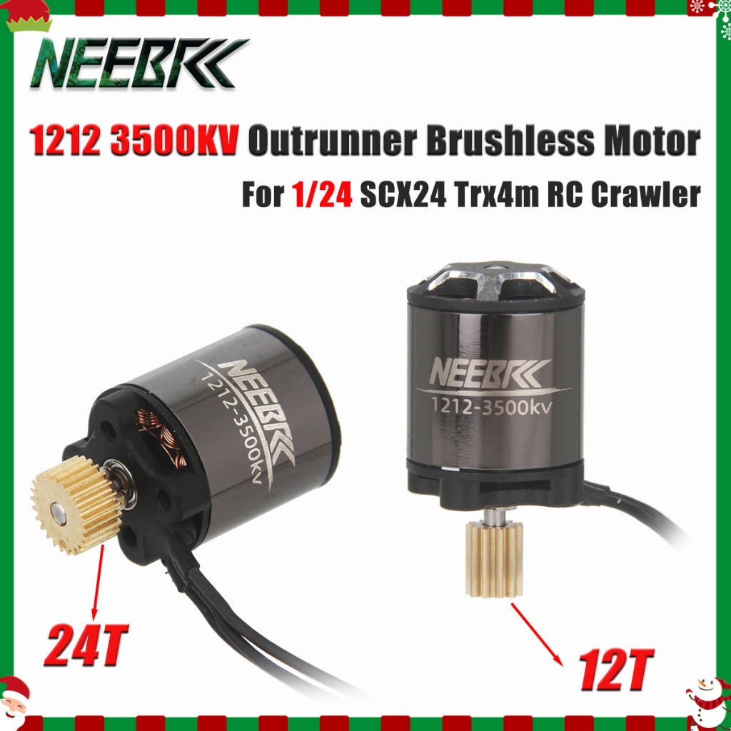 NEEBRC 1212 Outrunner Động cơ không chổi than 3500KV 11T 24T Gear cho 1 / 24 SCX24 Trx4m RC Crawler 