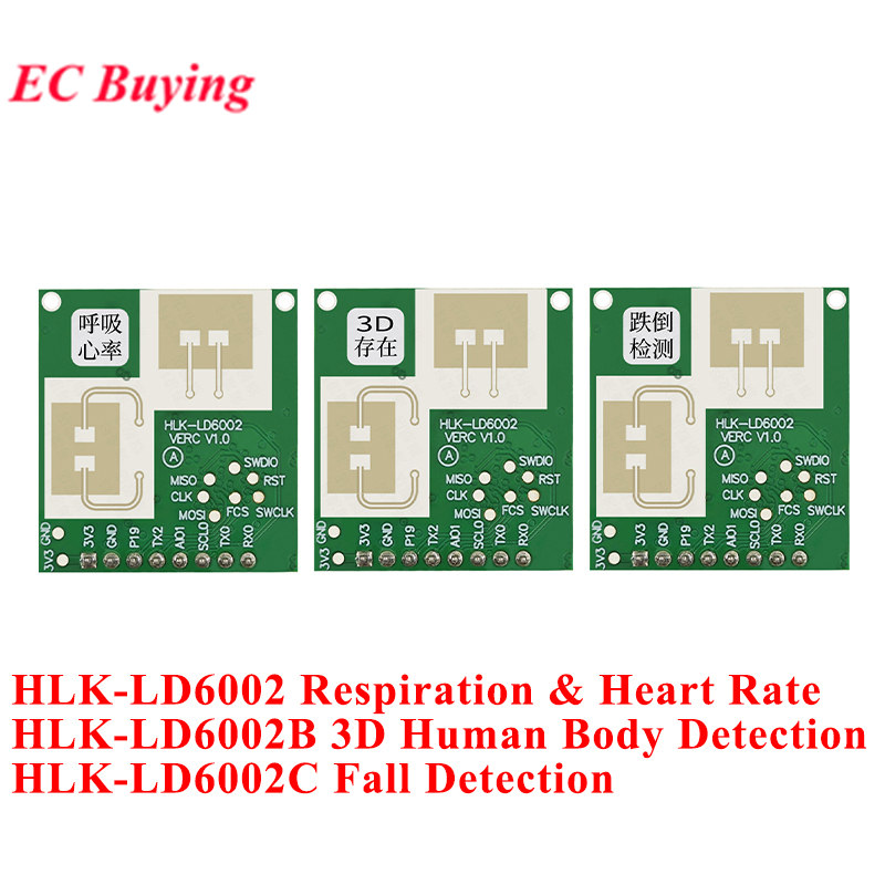 60GHz HLK-LD6002 LD6002B LD6002C 60G FMCW Mô-đun Radar Báo động hô hấp con người Nhịp tim Cảm biến p
