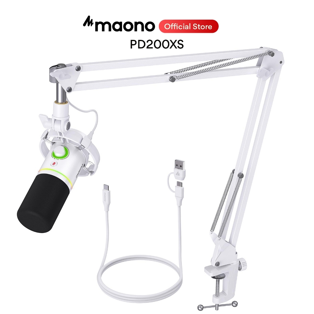 Maono PD200XS Micrô động USB / XLR Micro chế độ kép Podcast Mic RGB Dynamic Mic USB Gaming Mic XLR c