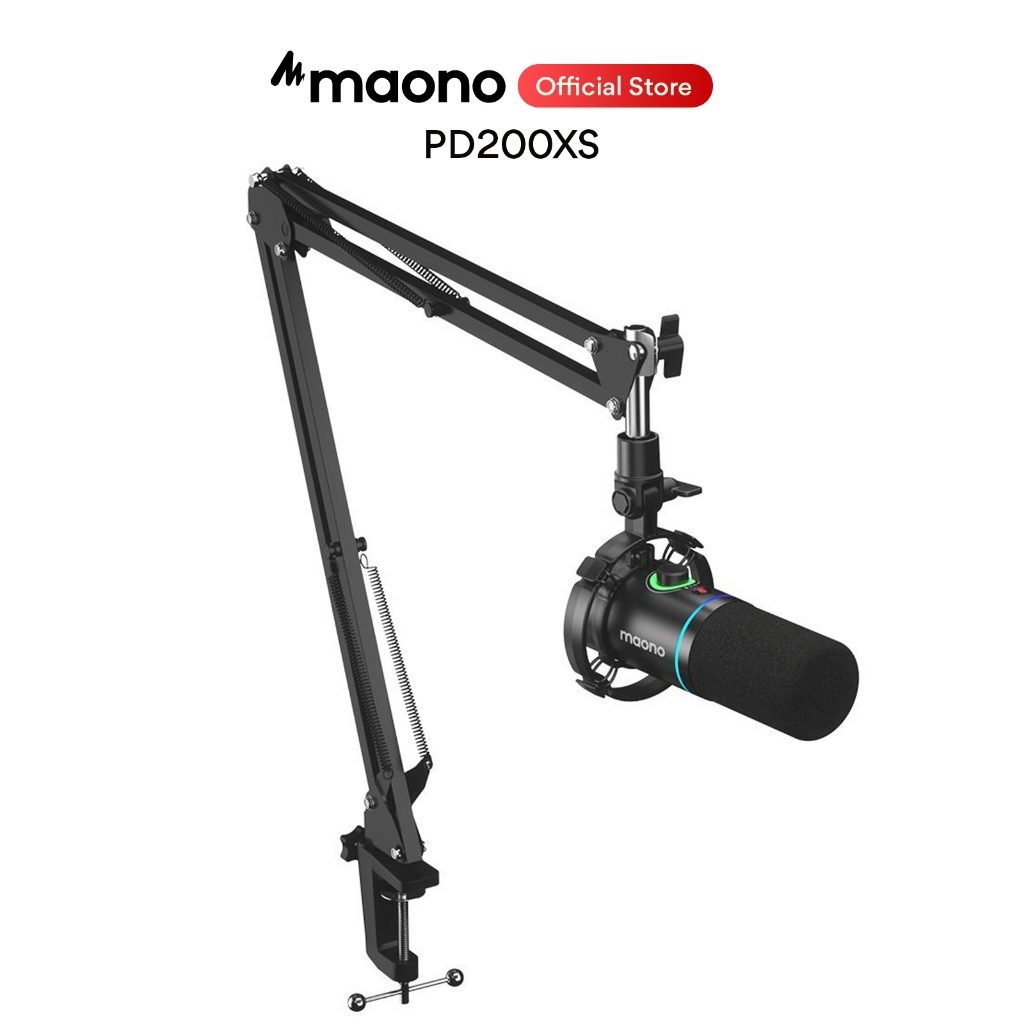 Micro Maono PD200XS Podcast chế độ kép USB/XLR đèn RGB và phần mềm điều chỉnh cho PC/ điện thoại/ Li
