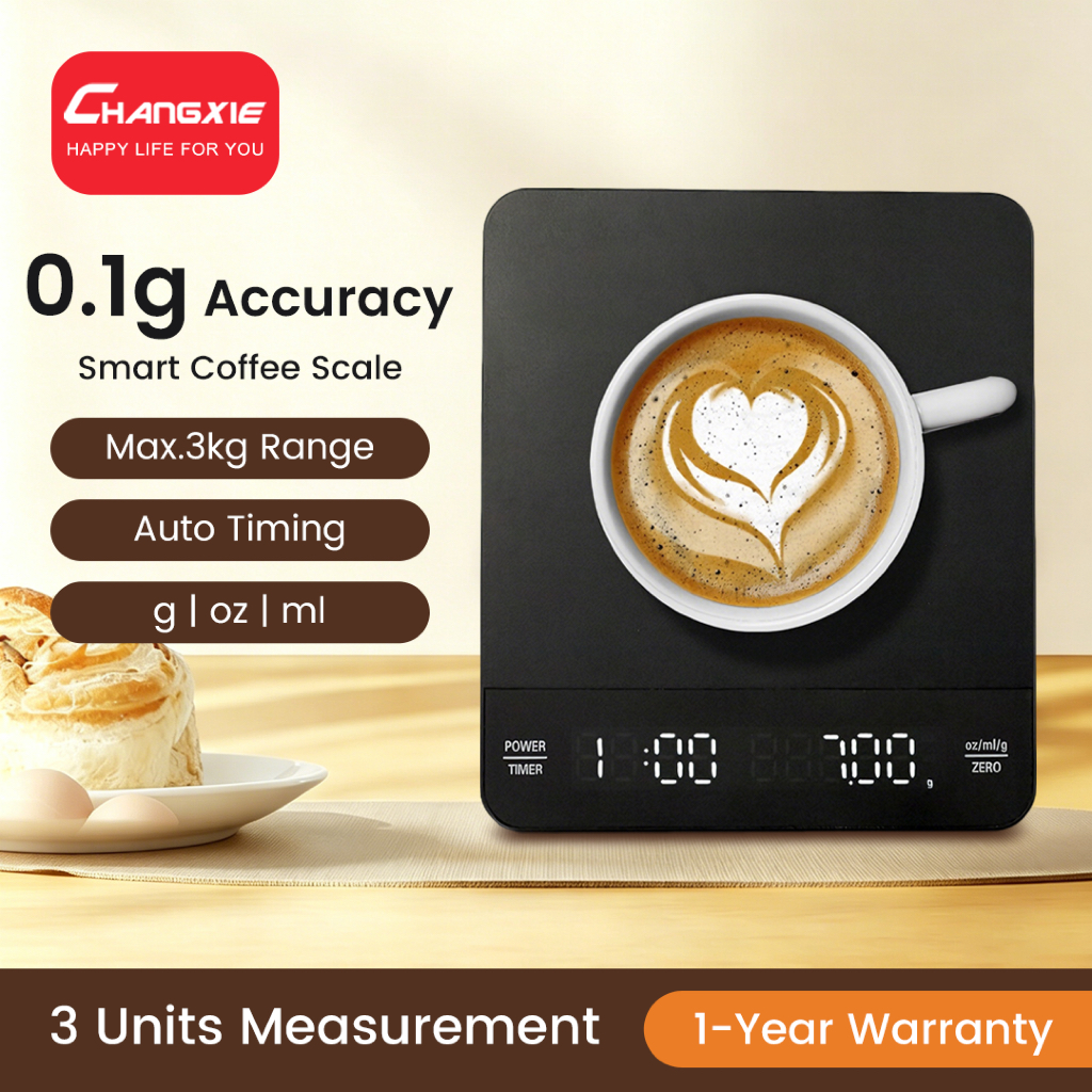 CHANGXIE 3kg / 0,1g Cân cà phê Có hẹn giờ Coffee Scale Cân điện tử cà phê Cân pha cà phê Cân espress