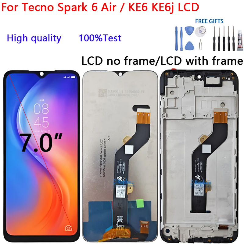 Dành Cho Tecno Spark 6 Air / KE6 KE6j Màn Hình LCD Bộ Số Hóa Màn Hình Cảm Ứng Kính Lắp Ráp Các Bộ Ph