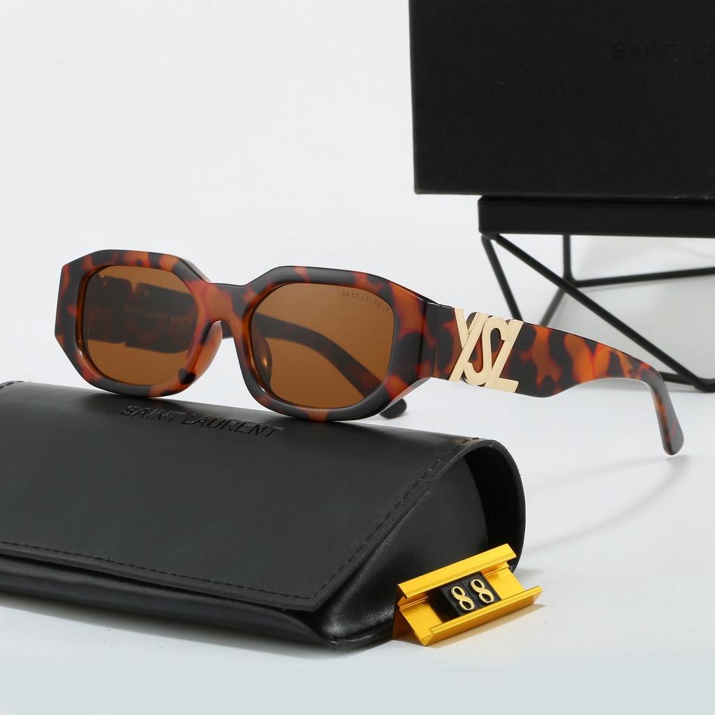 Saint Laurent YSL Khung hẹp Kính Mát Đa Giác Nam Nữ Cùng Phong Cách Tấm Che Nắng Cao Cấp Gương Ánh S