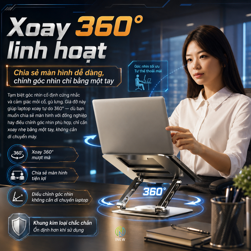 Giá đỡ máy tính xách tay Giá đỡ tản nhiệt máy tính xách tay 360 độ | BigBuy360 - bigbuy360.vn