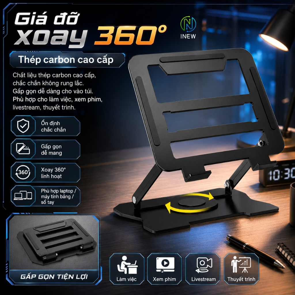 Giá đỡ máy tính xách tay Giá đỡ tản nhiệt máy tính xách tay 360 độ | BigBuy360 - bigbuy360.vn