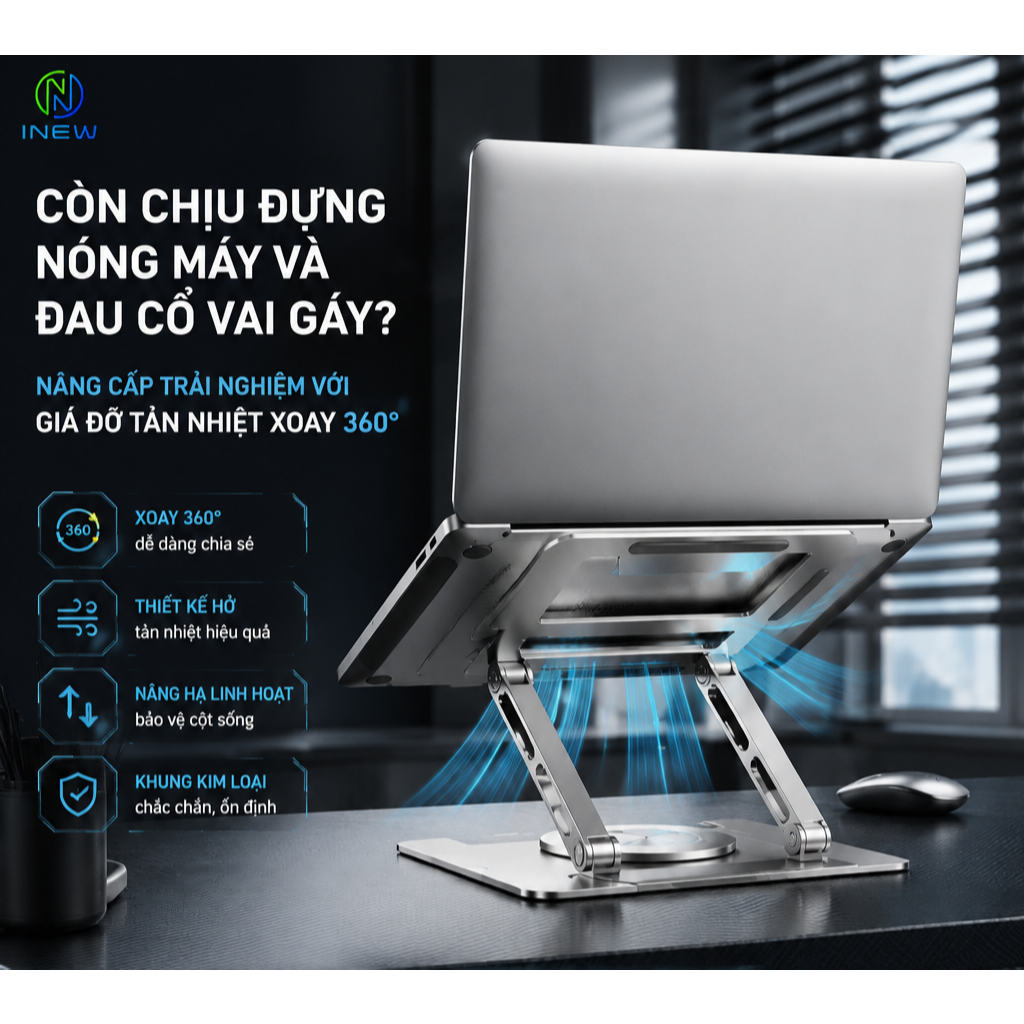 Giá đỡ máy tính xách tay Giá đỡ tản nhiệt máy tính xách tay 360 độ | BigBuy360 - bigbuy360.vn