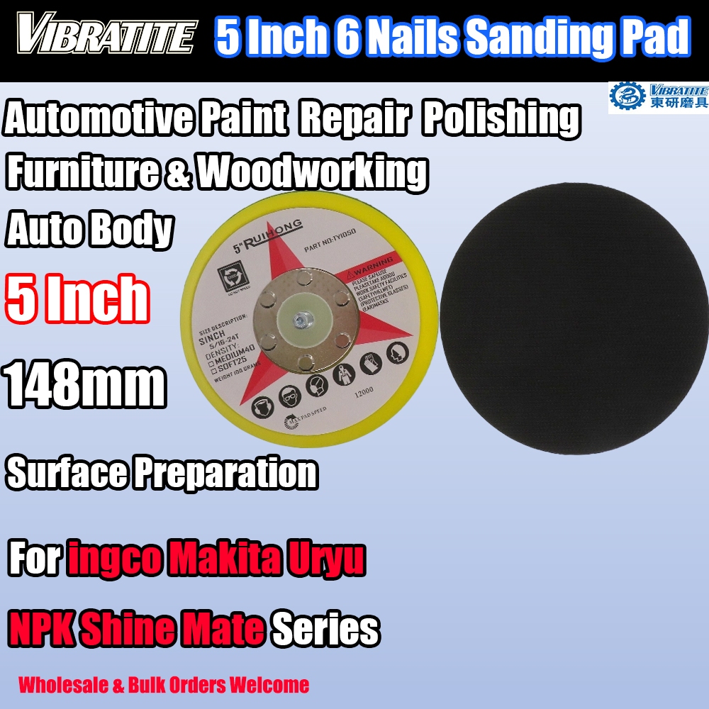 5 "Miếng chà nhám PU mềm 123mm Móc & Vòng 5 / 16" -24 Sợi cho Makita BO6030 Uryu NPK Ingco Shine Mat