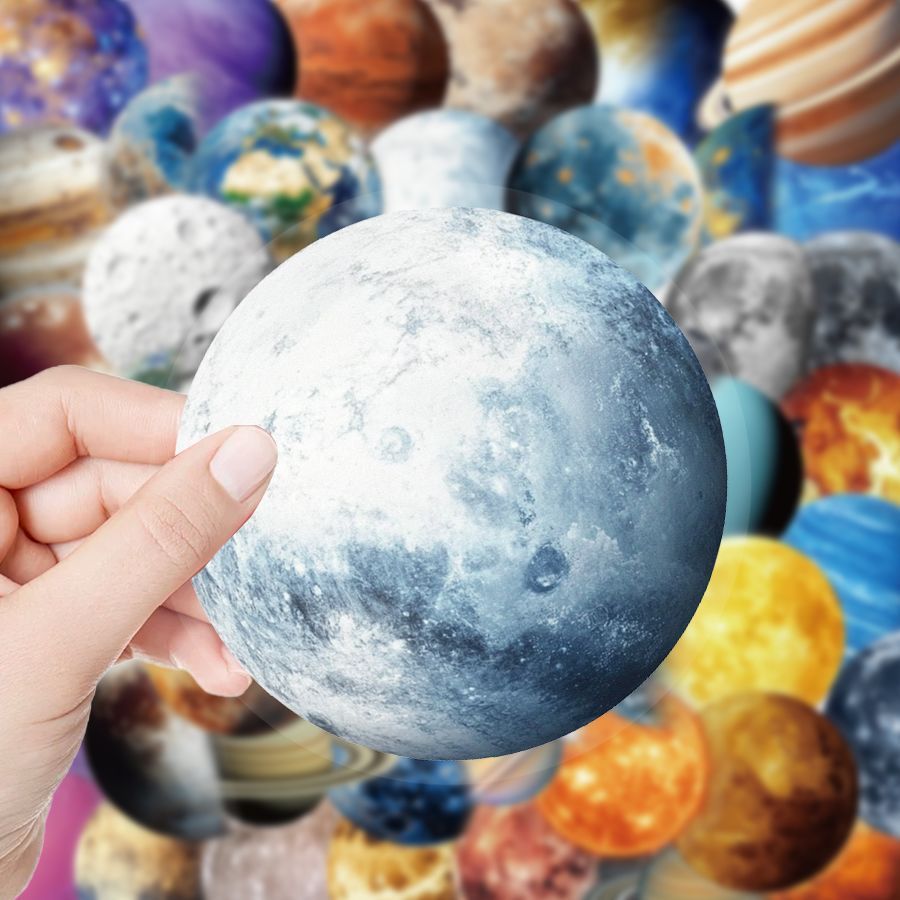 50 Tờ Happy Planet PET Dán Vũ Trụ Galaxy Tám Hành Tinh Sáng Tạo Hành Tinh Giá Trị Cao Sáng Tạo Miếng
